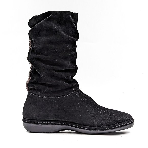 Stuart Weitzman Women Black Suede Faux Fur Cuff ankle boots size 8 - Picture 11 of 12